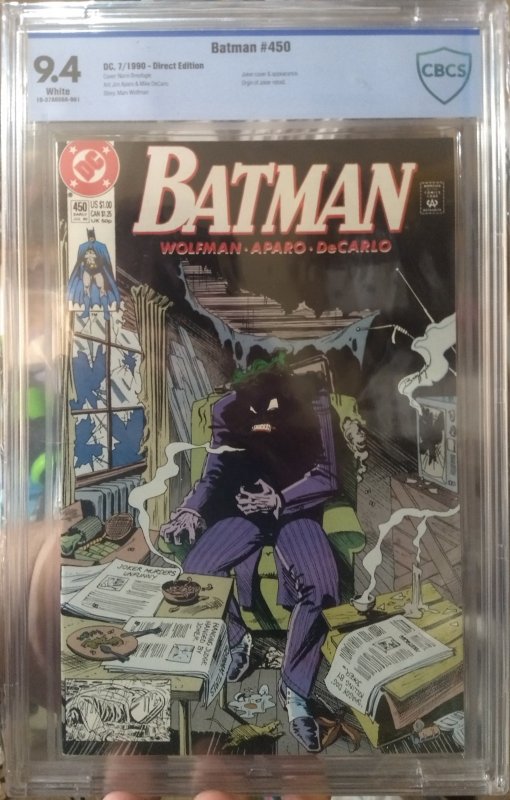 Batman #450 CBCS 9.4 Joker cover and appearance