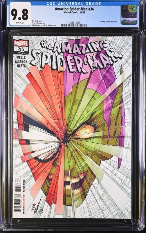 Amazing Spider-Man #34 CGC 9.8 John Romita Jr Shattered Green Goblin Marvel 2023