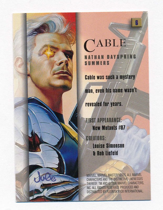 1996 Marvel Masterpieces #6 Cable