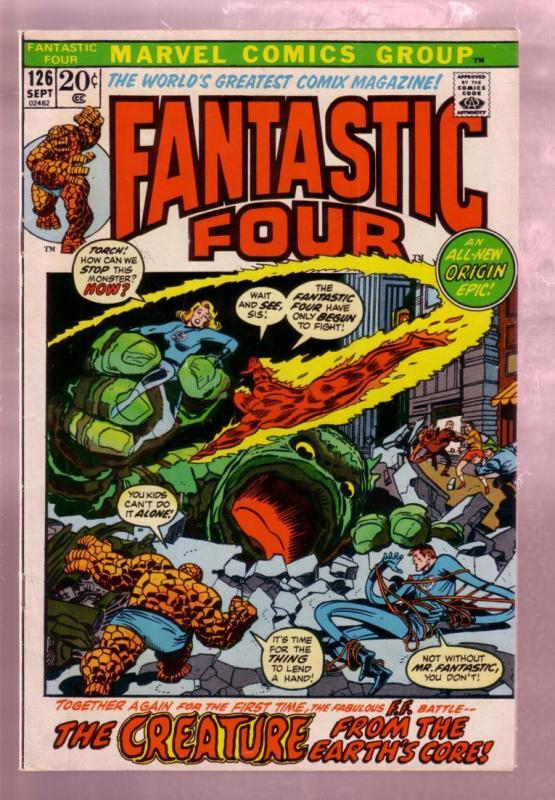 FANTASTIC FOUR #126 '72-MR FANTASTIC-TORCH-THING-ORIGIN FN