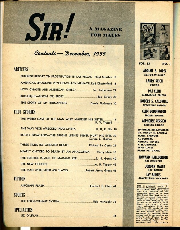 Sir! 12/1955-prostitution-Lili St Cyr-Indo-China vice-Eisenhower-exploitation-FN