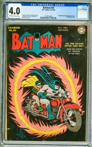 Batman #25 (1944) CGC 4.0! OWW Pages!