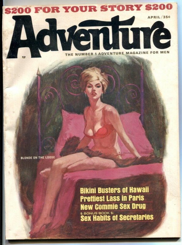 Adventure Magazine April 1966- Gogos- cheesecake VG 