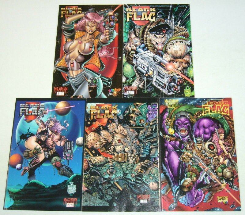 Black Flag #0 & 1-4 VF/NM complete series - dan fraga - maximum press set lot