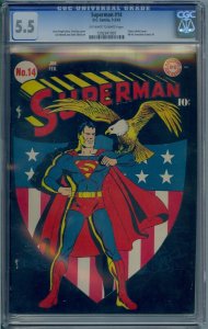 SUPERMAN #14 CGC 5.5 CLASSIC SHIELD COVER GOLDEN AGE COMIC 