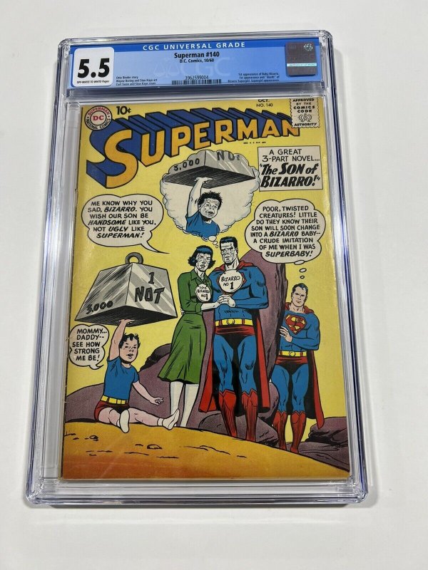 SUPERMAN 140 CGC 5.5 OW/W PAGES DC COMICS 1960