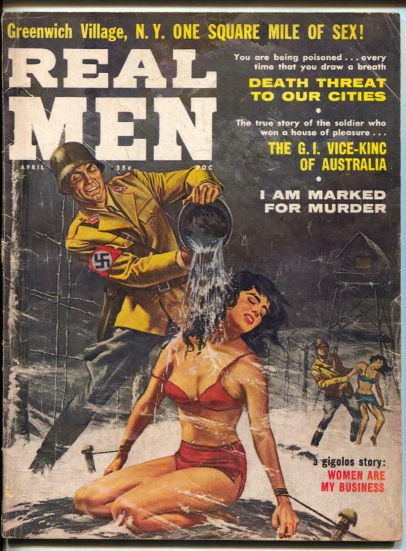 Real Men Magazine April 1961- Spicy Nazi torture cover- cheesecake