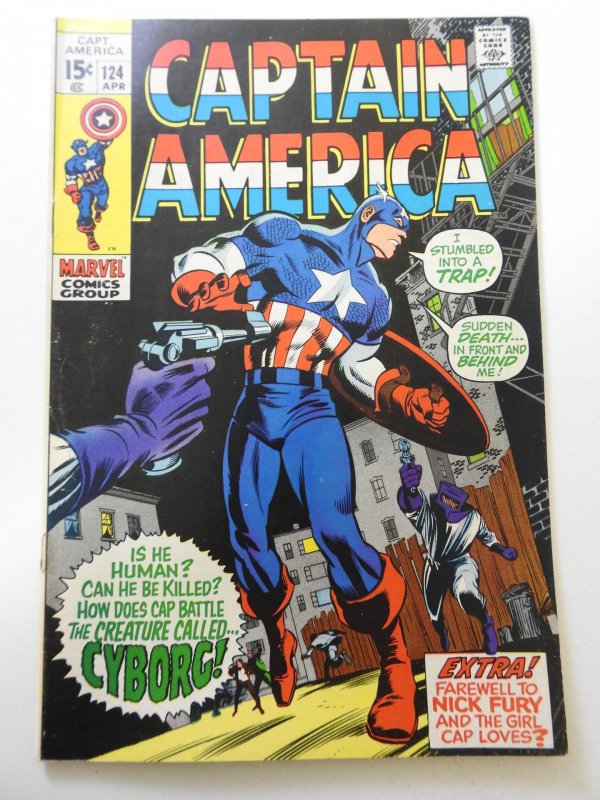 Captain America #124 (1970) VG Cond Cover and 1st 3 wraps detached bottom staple