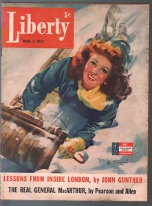 MAG: Liberty 3/7/1942-Lu Kimmel pin-up girl cover- WWII-Mickey Mouse-Babe Rut...