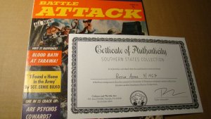 MEN'S ADVENTURE MAG - BATTLE ATTACK 1 *HI-GR* SOUTHERN STATES PEDIGREE 1957