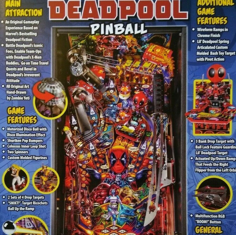 Deadpool Pinball Flyer Marvel Comics Premium Edition Promo Art Print Sheet Promo 