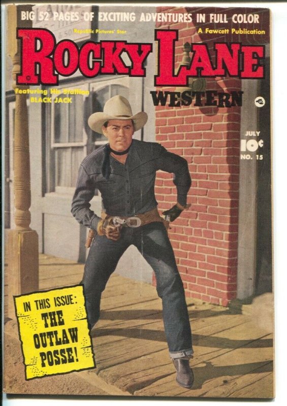 Rocky Lane Western #15 1950-Fawcett- B-Western movie star photo cover-FN- 