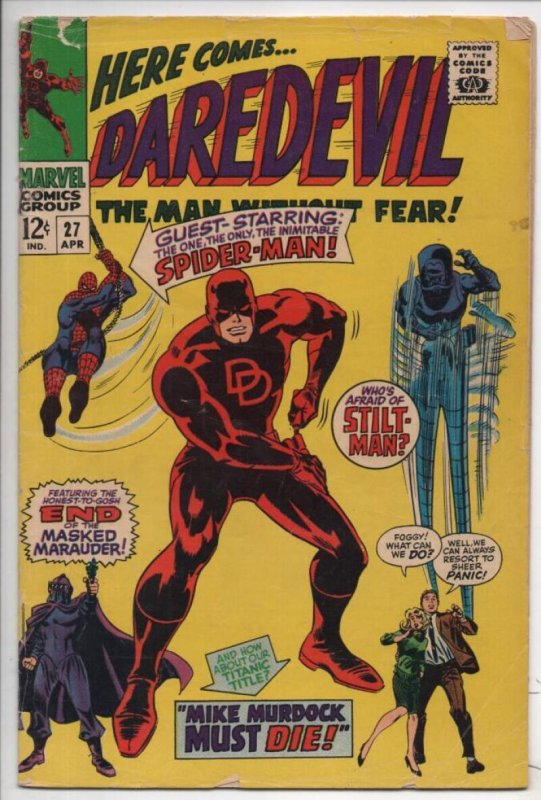 DAREDEVIL #27, VG, Stilt-man, Spider-man, Gene Colan, 1964 1967 more DD in store 