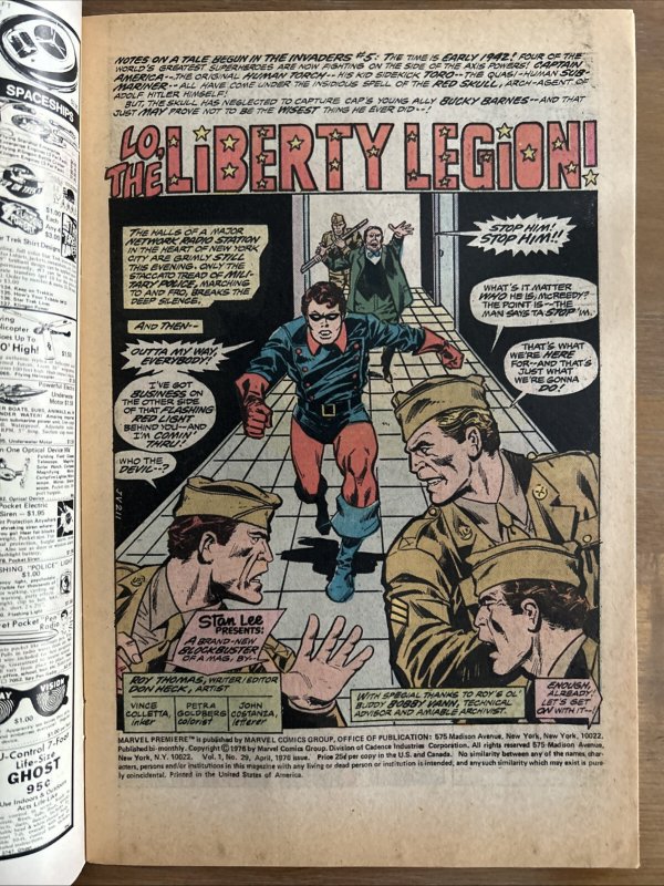 Marvel Premiere #29  1st App Liberty Legion Marvel Comics Bucky Invaders VF
