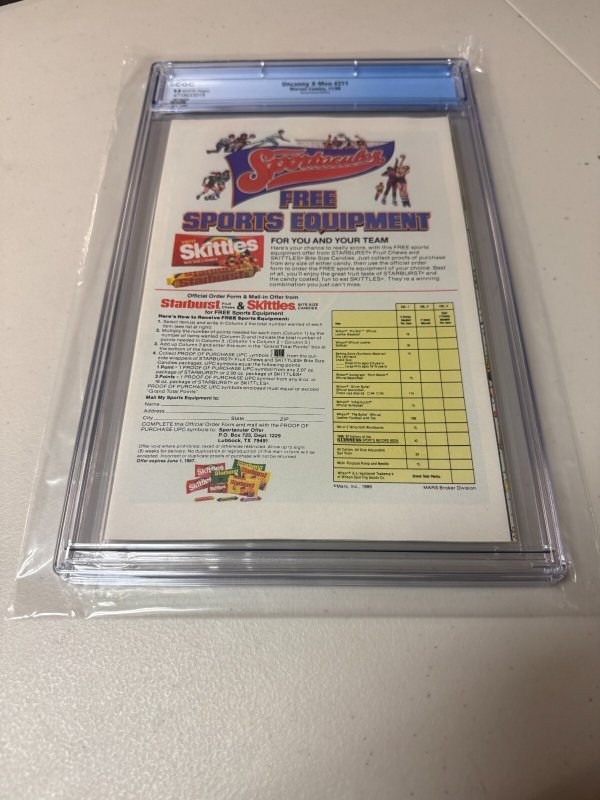 Uncanny X-Men # 211 CGC Graded 9.8 Marvel Comic Book Newsstand Variant 1986 JH30