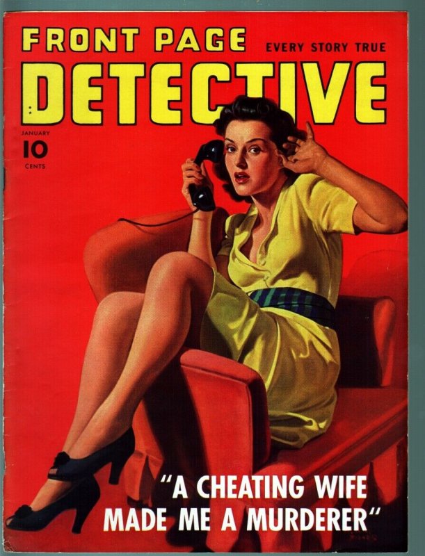 FRONT PAGE DETECTIVE PULP-JAN 1942-KING OF SPADES-GOOD GIRL ART-VF CONDITION! VF