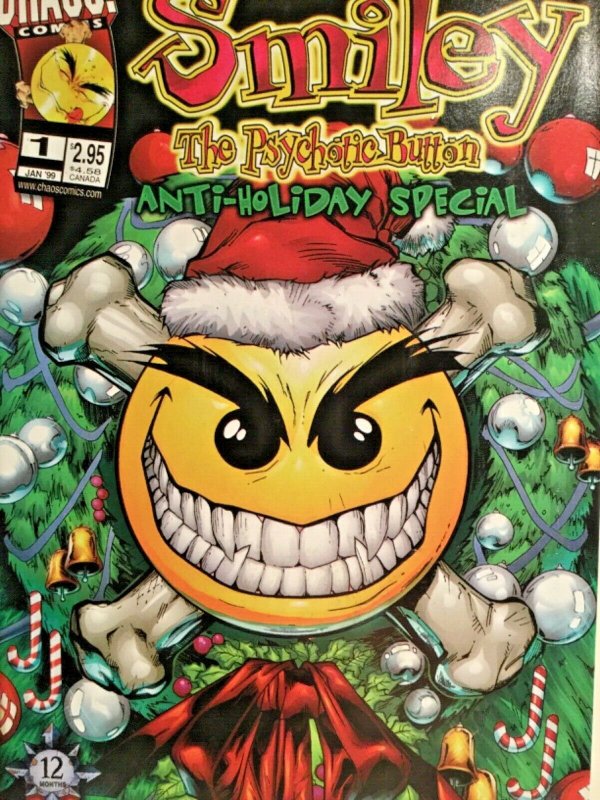 SMILEY THE PSYCHOTIC BUTTON ANTI HOLIDAY SPECIAL #1 Chaos Comics, 1999 