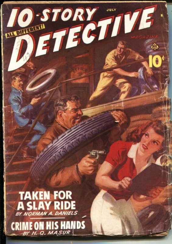 10-STORY DETECTIVE--JULY 1942--NORMAN SAUNDERS CRIME PULP  COVER--ROBERT TURNER