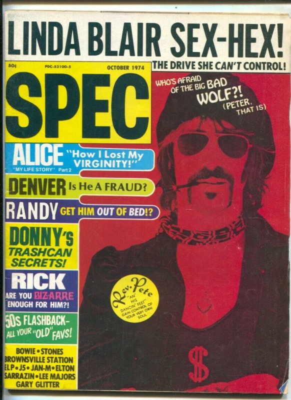 Spec 10/1975-Peter Wolf cover-Alice Cooper-John Denver-Rick Springfield-rock ...