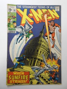 The X-Men #64 VG- cover and 1st 3 wraps detached top staple, rust on staples