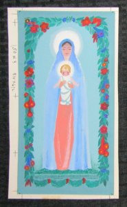 RELIGIOUS Baby Jesus w/ Mary in Orange Dress 6x10.5 Greeting Card Art #R1503