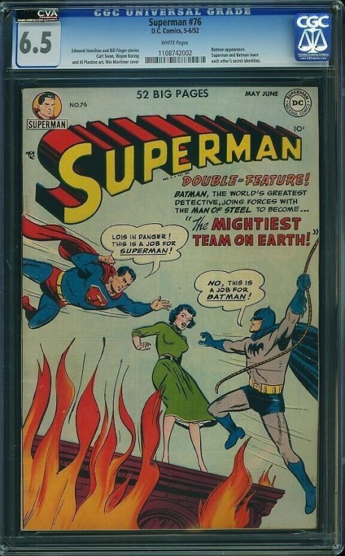Superman 76  CGC 6.5 White Pages!