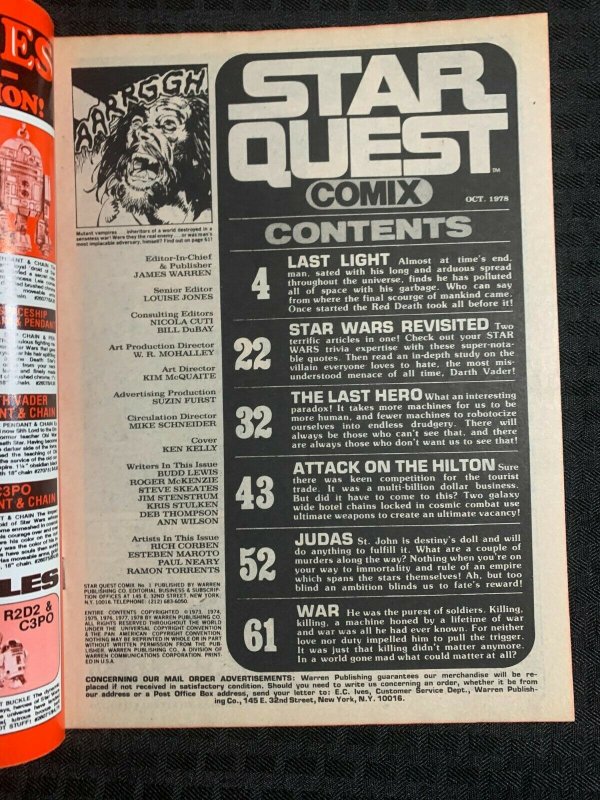 1978 STAR QUEST COMIX Magazine #1 FN 6.0 Star Wars / Richard Corben