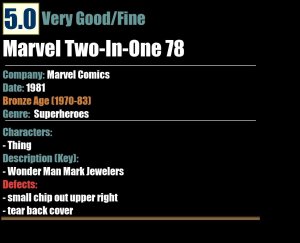 Marvel Two-In-One 78 (1981) VG/FN Wonder Man Mark Jewelers