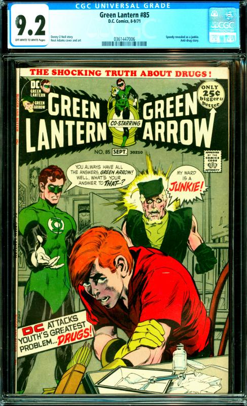 Green Lantern #85 CGC 9.2 Speedy revealed as a junkie.