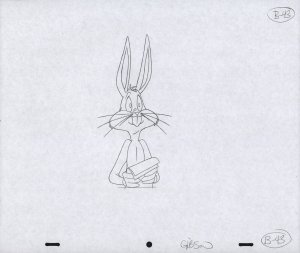 Bugs Bunny Animation Pencil Art - B-43 - Holding Papers