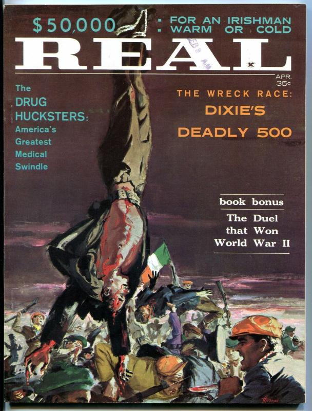 Real Magazine April 1961-DIXIE 500 NASCAR- Battle of Fort Donelson