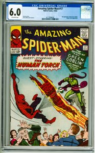 The Amazing Spider-Man #17 (1964) CGC 6.0! OW Pages! 2nd App Green Goblin!