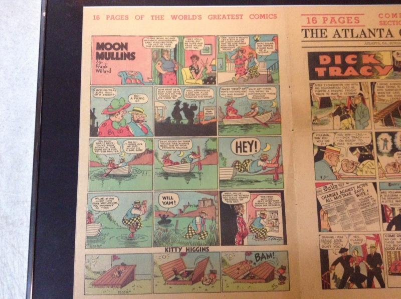 Dick Tracy Orig. Newspaper Comic Strip 1942 Atlanta Journal Framed & Matted BNT