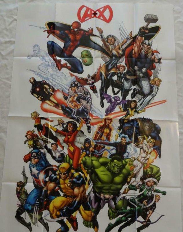 A + X AVENGERS X-MEN Promo Poster, 24 x 36, 2012, MARVEL, Unused 276