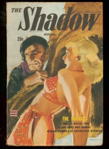 PULP:  SHADOW NOVEMBER 1943- THE MUGGERS GOOD GIRL ART COVER FN