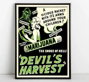 DEVIL'S HARVEST Retro Canvas GOOD GIRL / REEFER Poster 12×16 NEW | No Frame