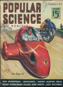 POPULAR SCIENCE 02/1938-PULP STYLE MOTORCYCLE COVER-9 X 12-vg