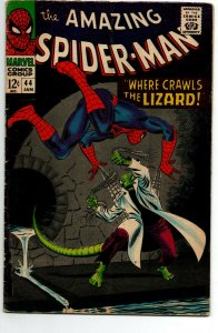 Amazing Spider-Man #44 - 2nd Appearance The Lizard - KEY - 1967 - VG