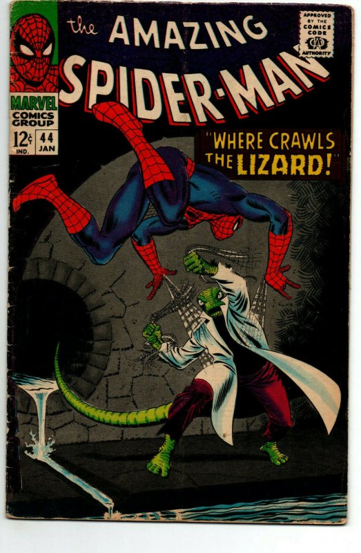 Amazing Spider-Man #44 - 2nd Appearance The Lizard - KEY - 1967 - VG 