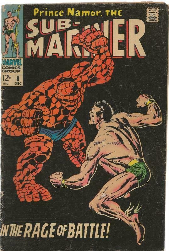 Sub Mariner #8 ORIGINAL Vintage 1968 Marvel Comics Hulk Battle Namor