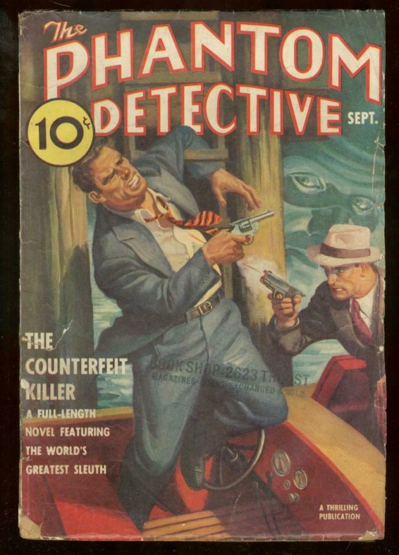 PHANTOM DETECTIVE SEPT 1938- COUNTERFEIT KILLER PULP VG