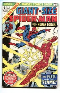 GIANT-SIZE SPIDER-MAN #6 comic book 1975 Marvel HUMAN TORCH