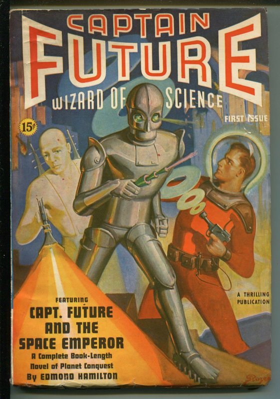 Captain Future -Winter 1940-1st issue-robot cover-Rozen-pulp sci-fi-VF