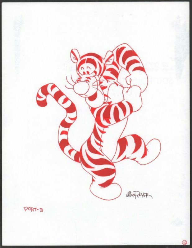 Winnie-the-Pooh Disney Red Ink Drawing Tigger the Tiger Run Port-3 by Mike Royer