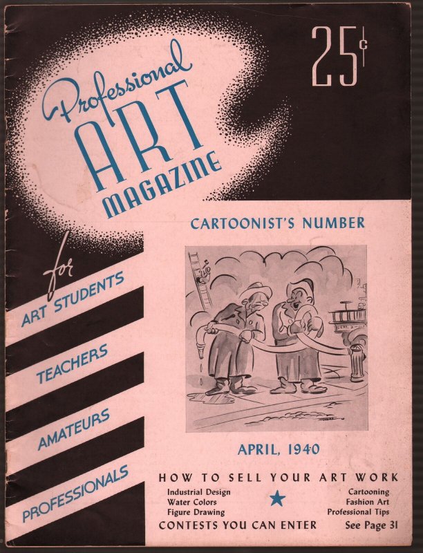 Professional art Magazine 4/1940-Cartoonist's Number-Hitler-Disney-FN