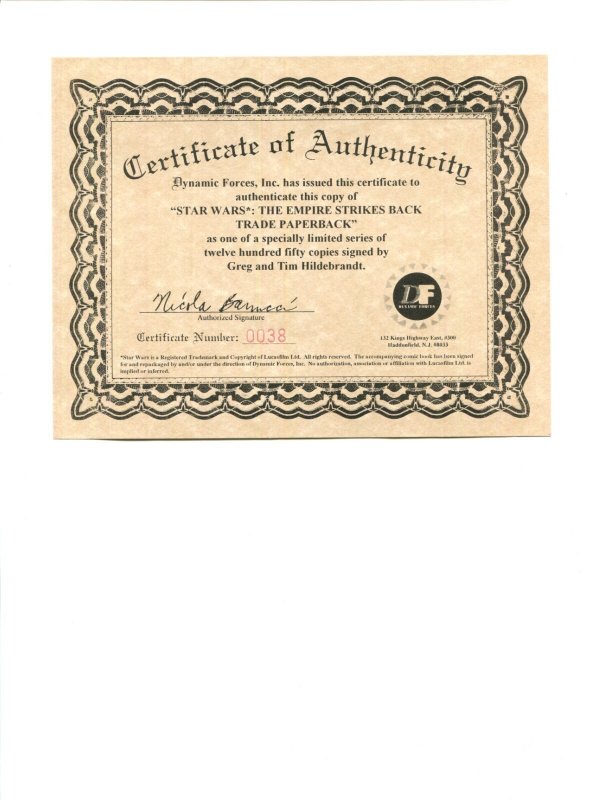 Star Wars: Empire Strikes Back TPB Signed Greg & Tim Hildebrandt (9.0/9.2) 1997