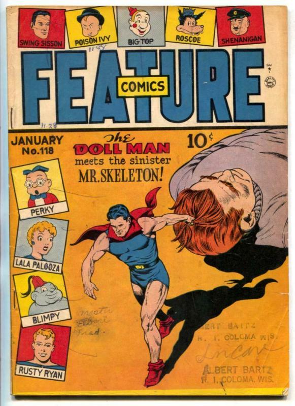 Feature Comics #118 1948- DOLL MAN- Mr Skeleton VG- 