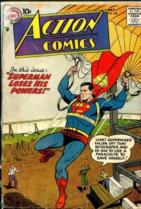 Action #230 1957-DC-parachute cover-Superman-Tommy Tomorrow-G