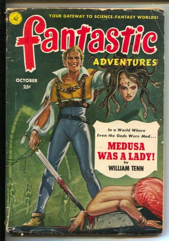 Fantastic Adventures 10/1951-bloody decapitation cover- Medusa Was A Lady-W...