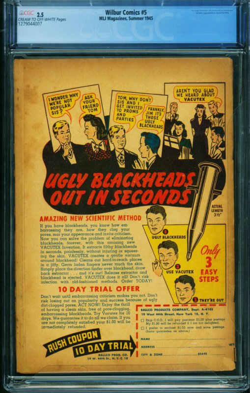 Wilbur #5  1945 - Archie -CGC 2.5 - Comic Book-1279044007